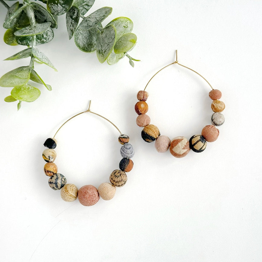 WorldFinds Fair Trade Handmade Kantha Desertscape Graduated Hoops