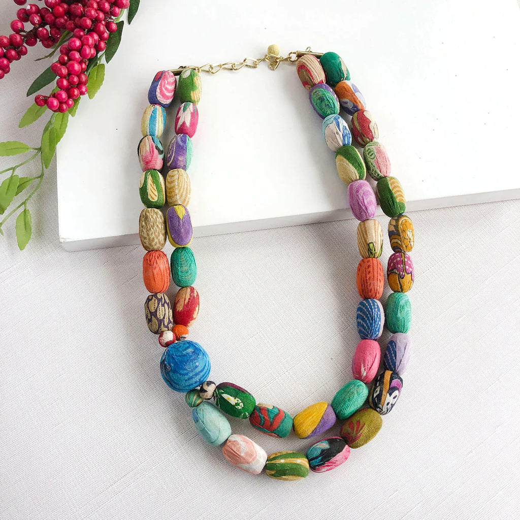 WorldFinds Fair Trade Handmade Kantha Focal Necklace