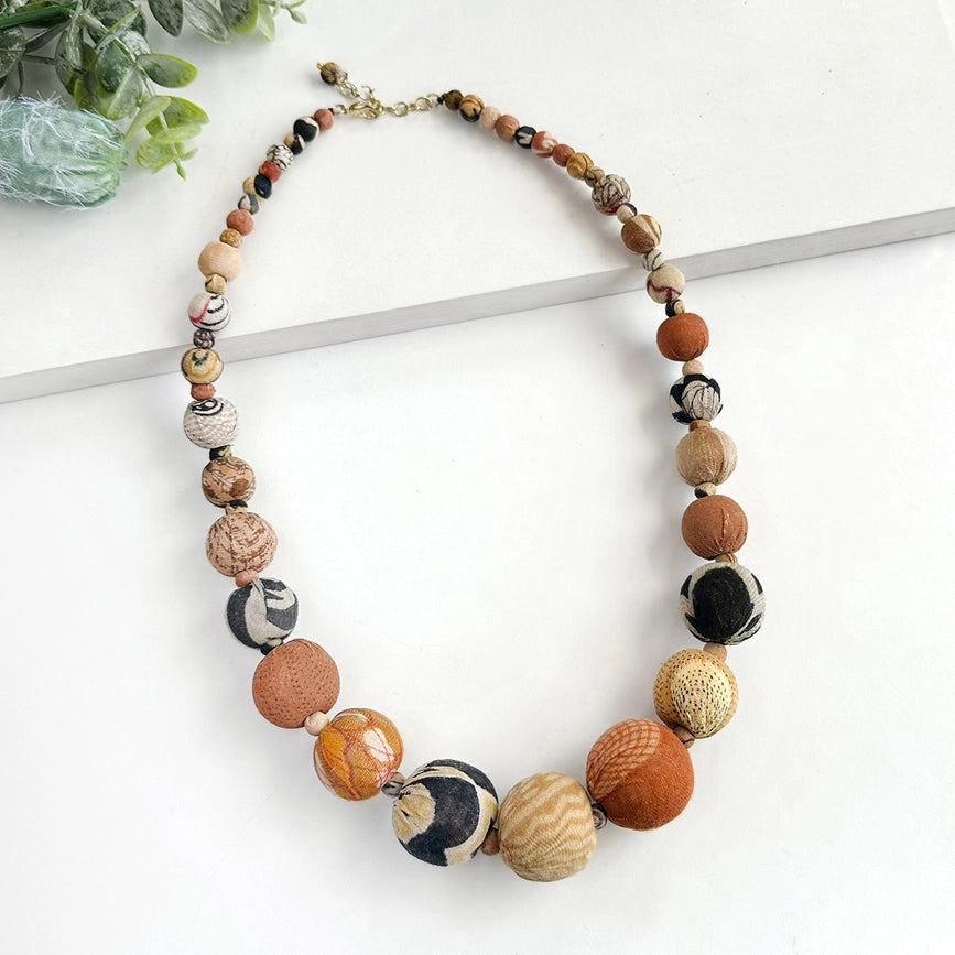 WorldFinds Fair Trade Kantha Desertscape Graduated Bead Statement Necklace