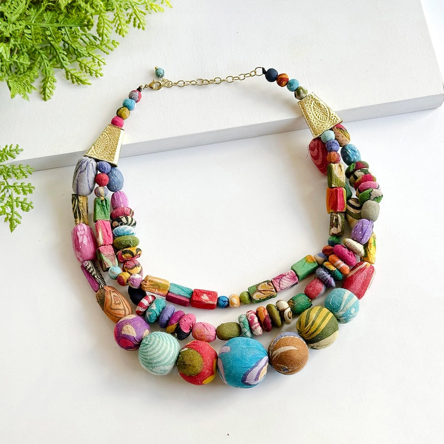 WorldFinds Handmade Fair Trade Beaded Kantha Bead Corinth Necklace