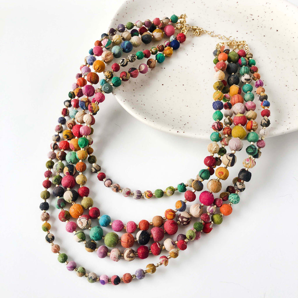 WorldFinds Handmade Fair Trade Intertwining Kantha Necklace