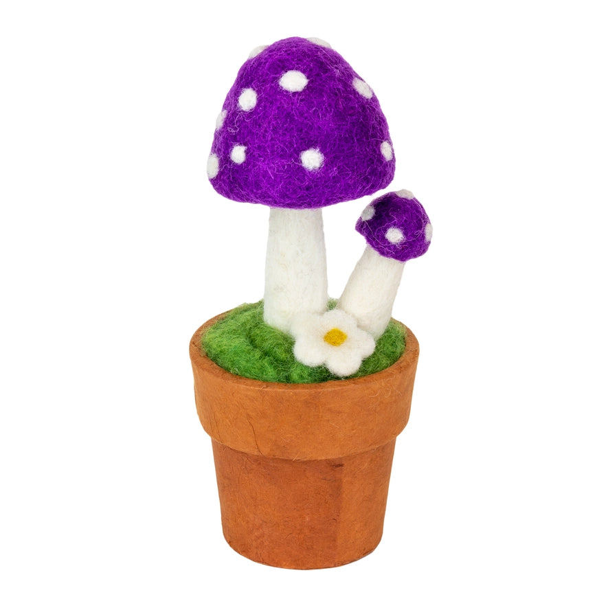dZi Handmade Fair Trade Handcrafted Deep Purple Enchanted Mushroom Potted Plant