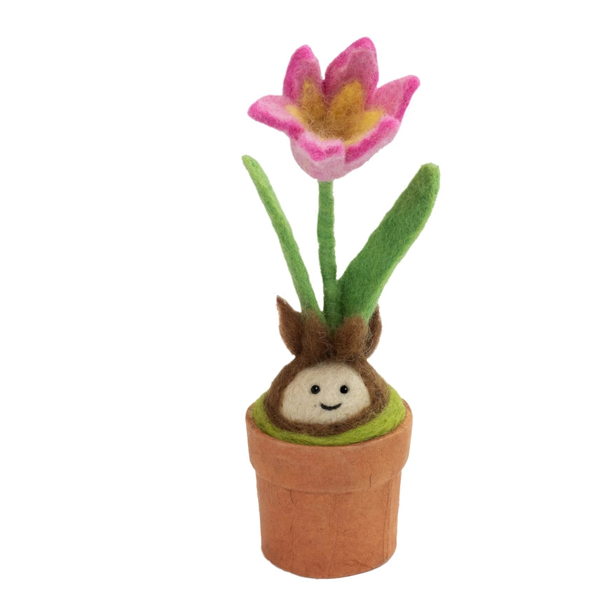 dZi Handmade Fair Trade Handecrafted Tulip Blossom Potted Plant