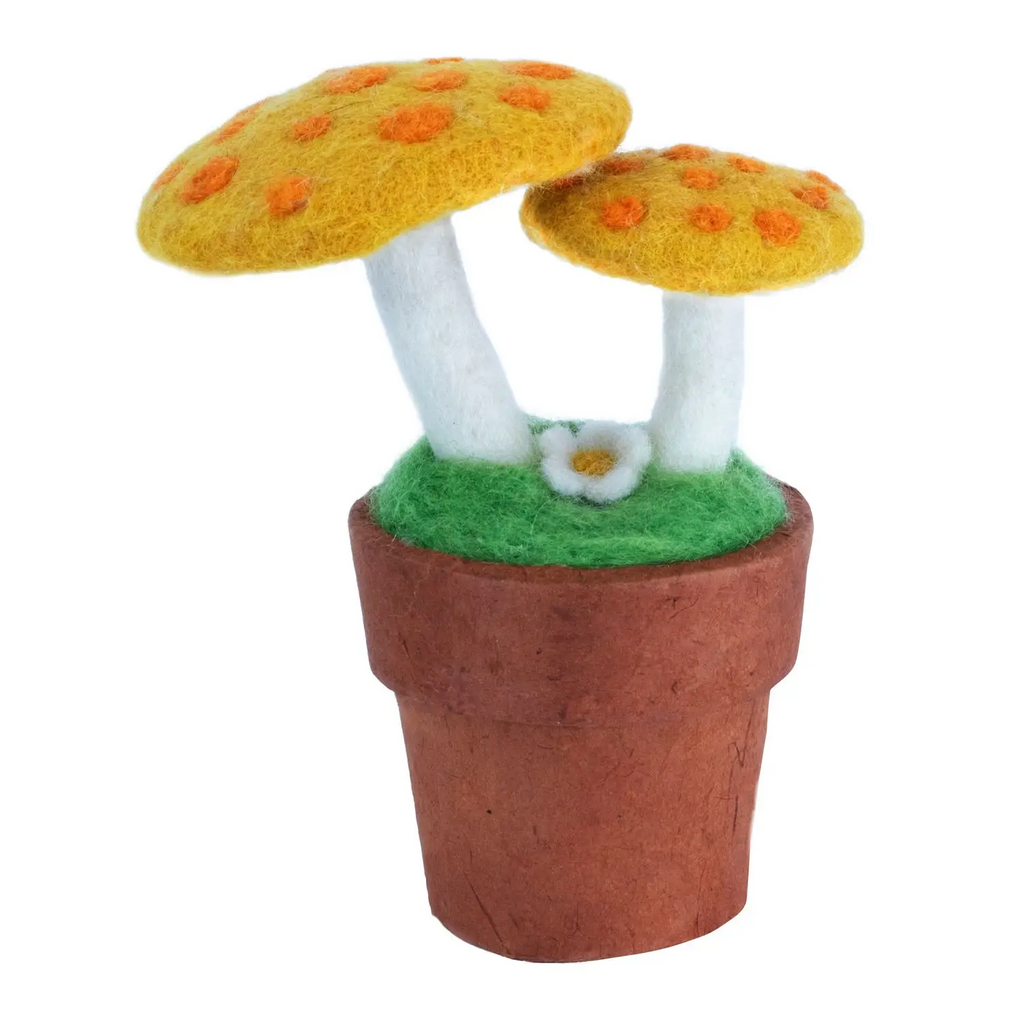 dZi Handmade Yellow Mellow Mushroom Potted Plant