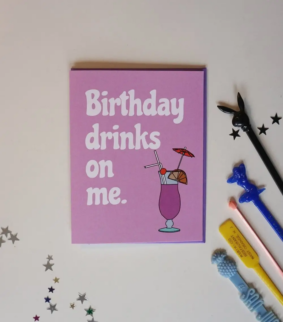 Ash + Chess Greeting Card - Birthday Drinks