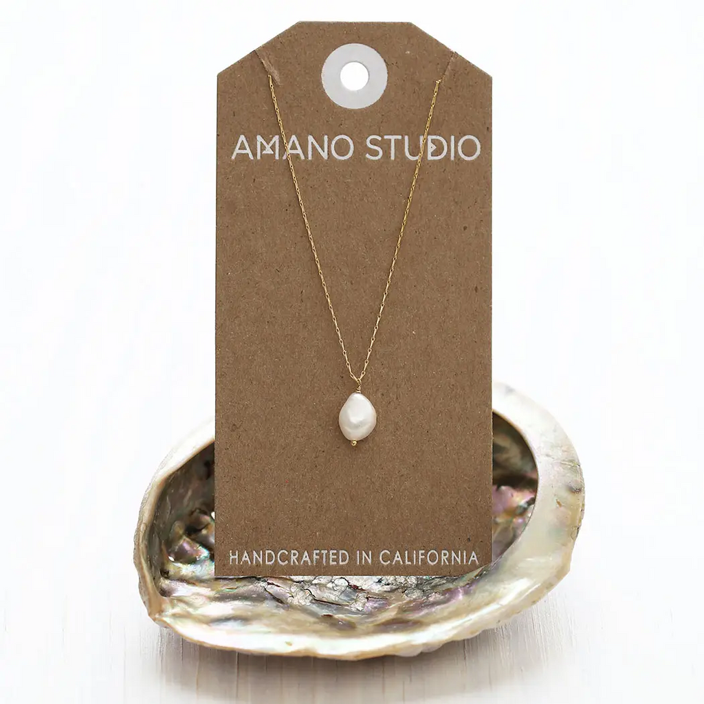 Amano Studio Fresh Water Pearl Necklace - Minimalist Simple Gold Necklace