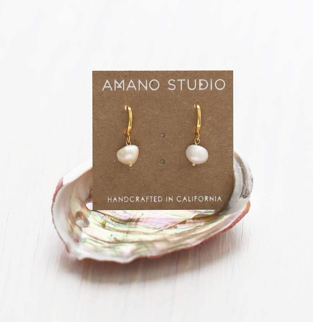 Amano Studio Fresh Water Pearl Hoop Earrings