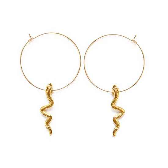 Amano Studio 1" 14K Gold Serpent Hoop Earrings