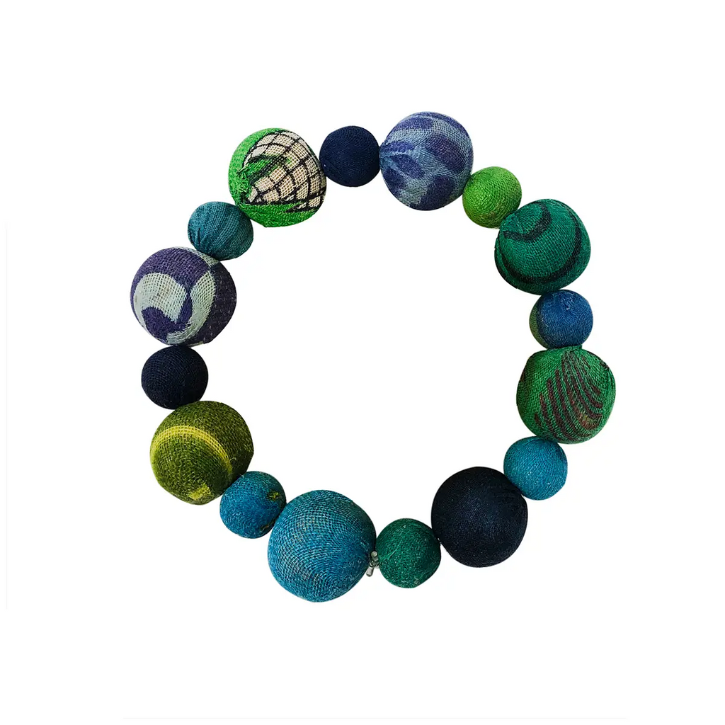 WorldFinds Kantha Water Lilies Bracelet - Handmade Fair Trade