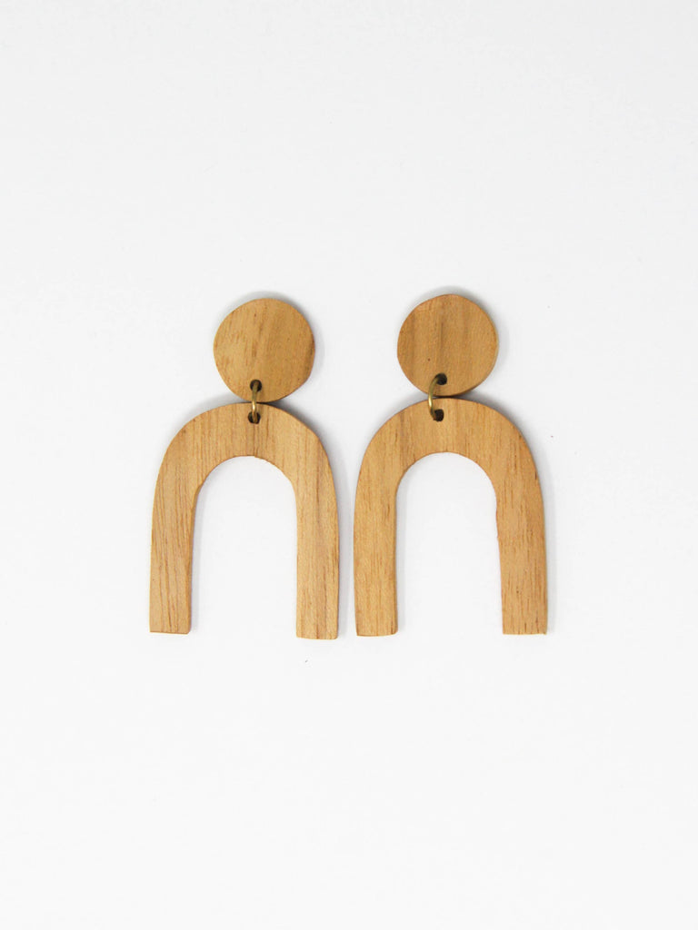 Rover and Kin Mango Wood Modern Shapes Geometric Earrings