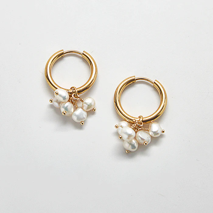 Admiral Row Gold Pearl Huggie Hoop Earrings