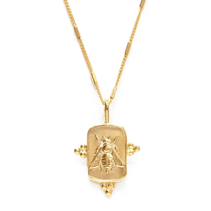 Amano Studio Gold Queen Bee Medallion Necklace
