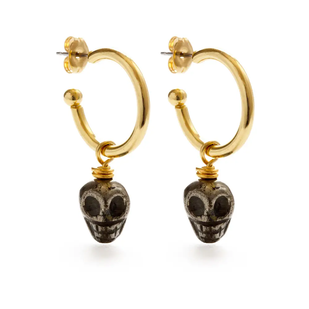 Amano Studio Jewelry Muertos en Negro Pyrite Calaveras Day of the Dead Earrings