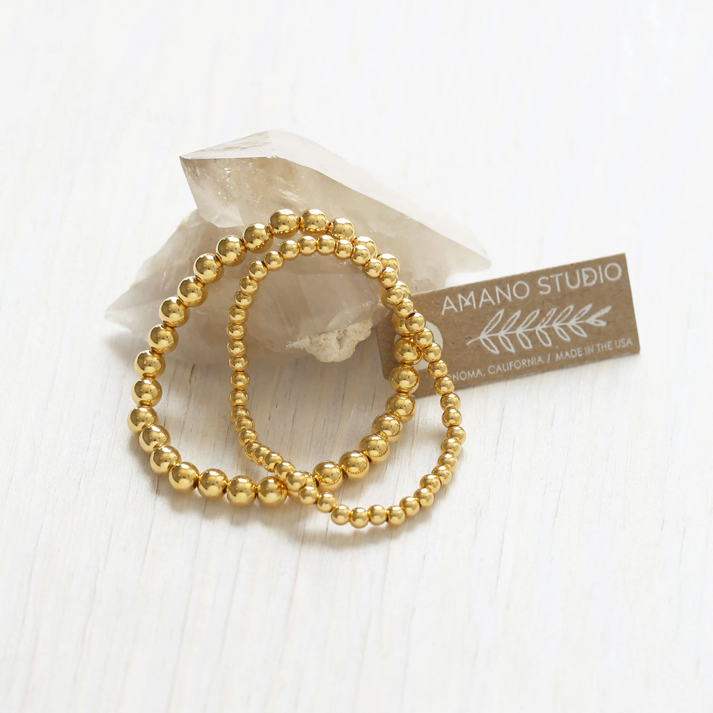 Amano Studio Jewelry Stretch Gold Bead Bracelet
