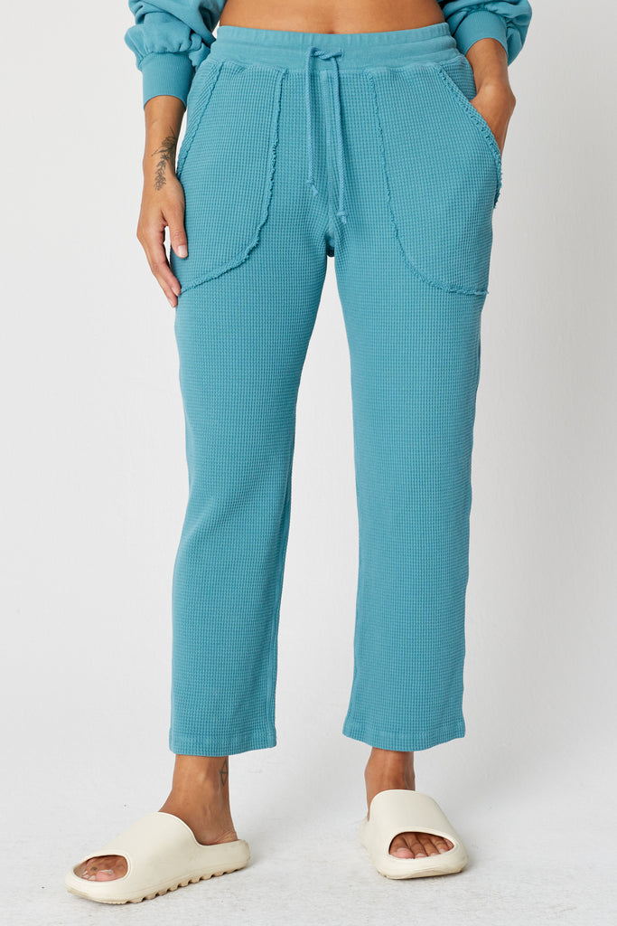 Back Beat Co. Organic Cotton Waffle Jogger in Teal
