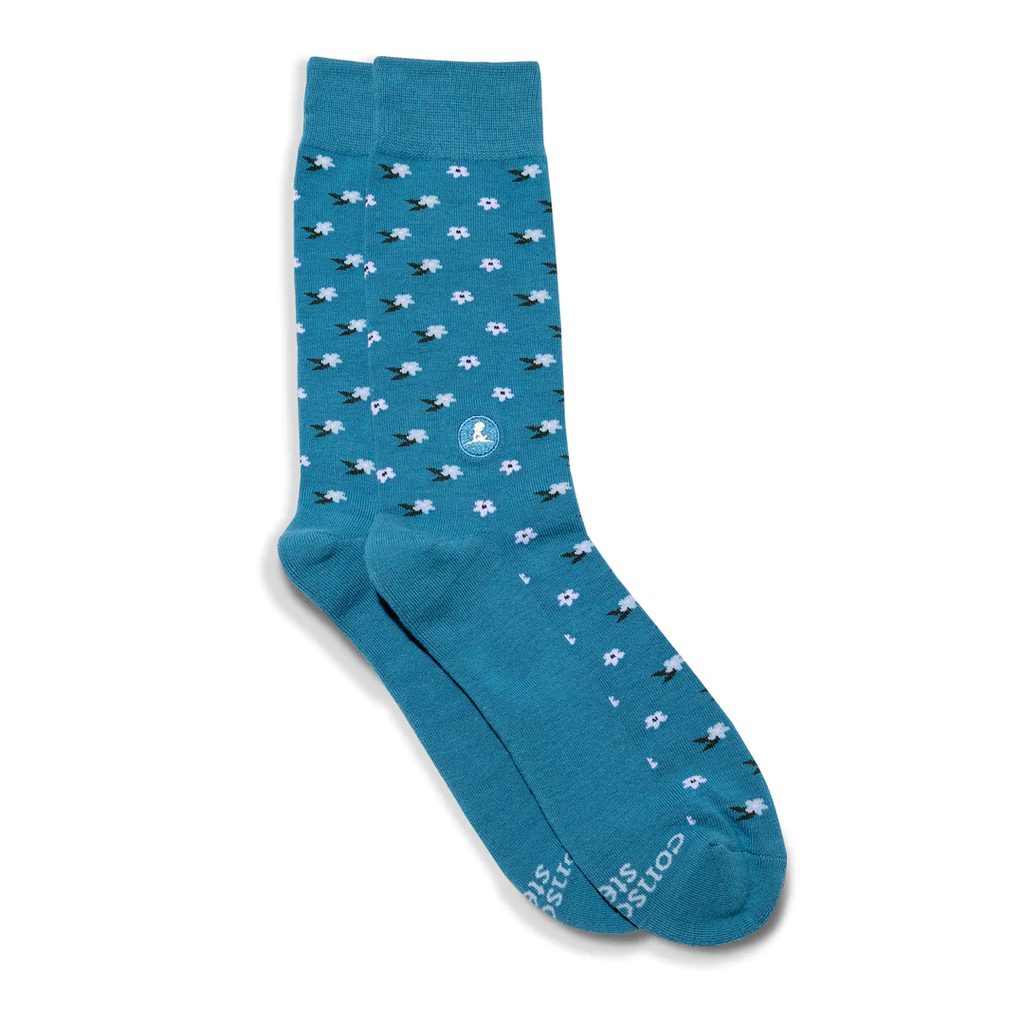 Conscious Step Organic Cotton Socks that Find a Cure St. Jude Children's Research Hospital - Blue Flower