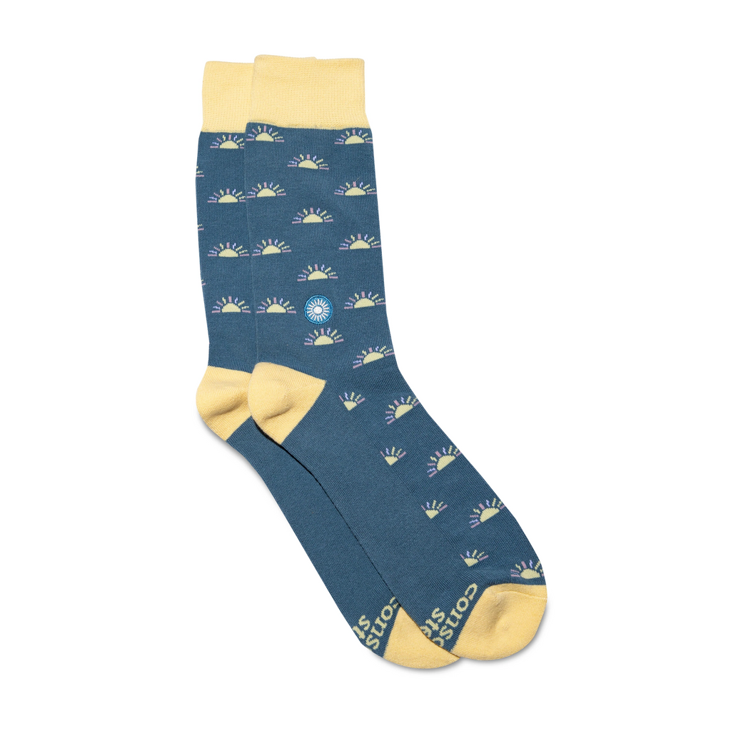 Conscious Step Organic Cotton Socks that Support Mental Health NAMI - Sunshine on Blue Crew