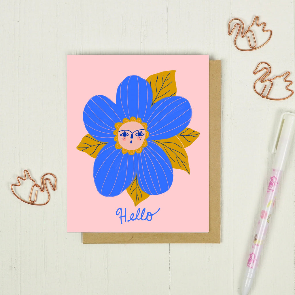 Dream Folk Studio Hello Flower Greeting Card - Local South Dakota Artist