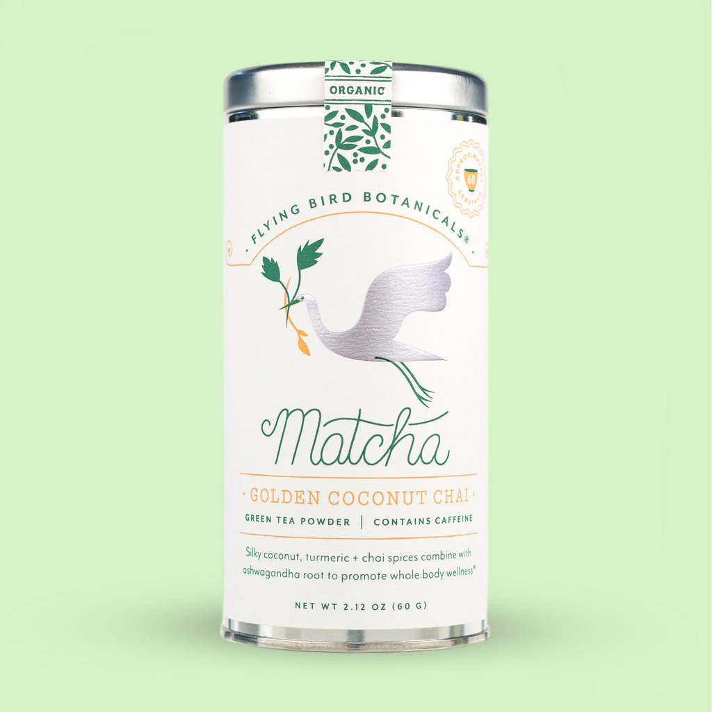 Flying Bird Botanicals Fair Trade Vegan Dairy-Free Golden Coconut Chai Matcha