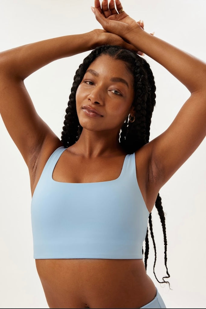 Girlfriend Collective Recycled Tommy Cropped Sports Bra - Cerulean