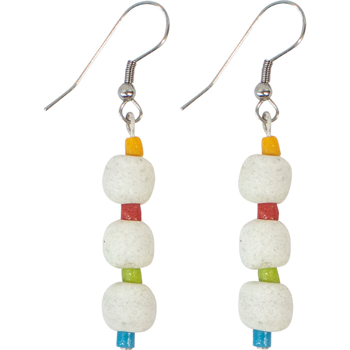 Global Mamas Fair Trade Recycled Glass Bead Celebration Earrings - Rainbow