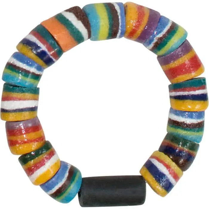 Global Mamas Fair Trade Recycled Glass Bead Rock Candy Bracelet - Rainbow