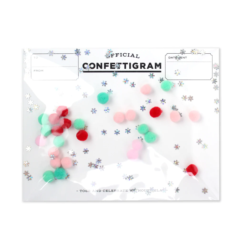 Inklings Paperie Confettigram Greeting Card - Christmas Pom Poms
