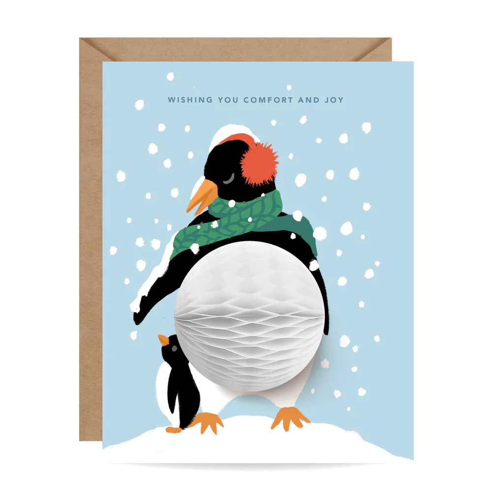 Inklings Paperie Pop-Up Greeting Card - Penguin