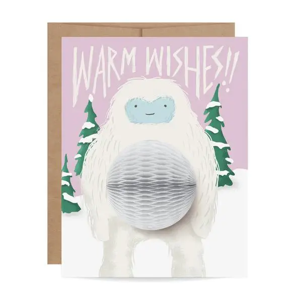 Inklings Paperie Pop-Up Greeting Card - Yeti Pop Up Warm Wishes