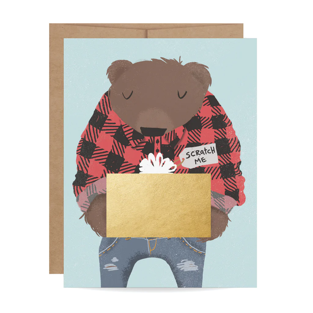 Inklings Paperie Scratch-Off Greeting Card - Bear
