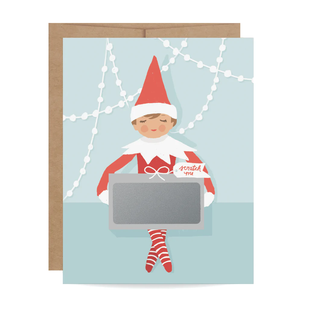 Inklings Paperie Scratch-Off Greeting Card - Elf on the Shelf