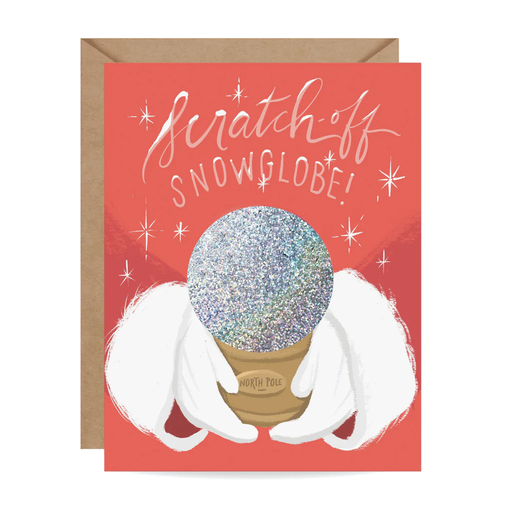 Inklings Paperie Scratch-Off Greeting Card - North Pole Snow Globe
