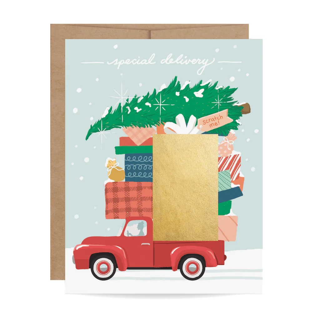 Inklings Paperie Scratch-Off Greeting Card - Red Truck Special Delivery