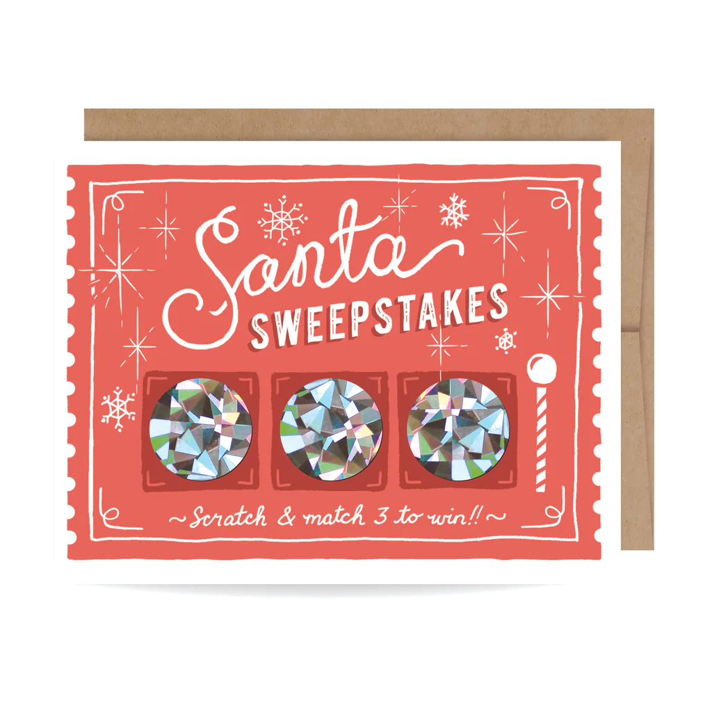 Inkling Paperie Scratch-Off Greeting Card - Santa Sweepstakes