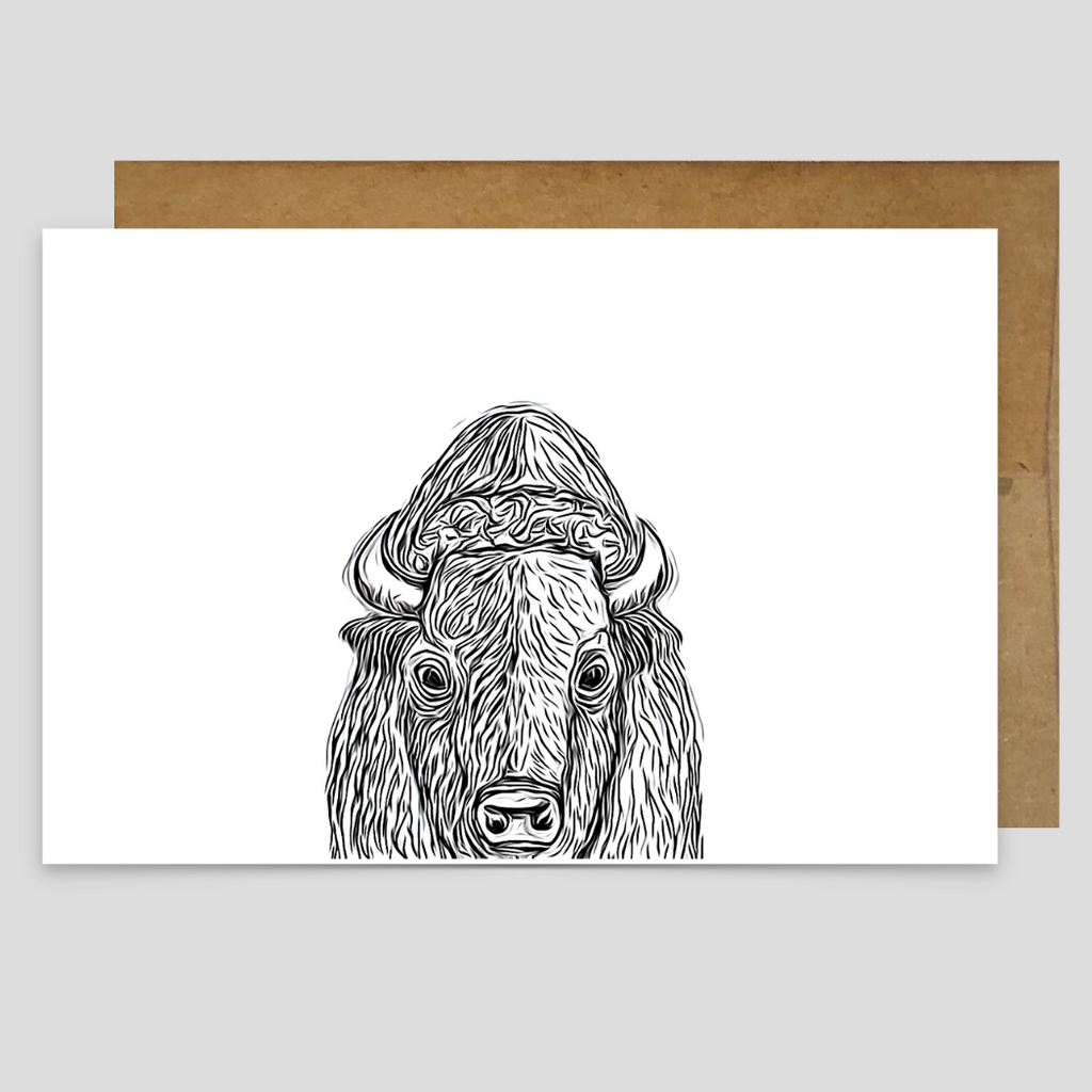 Kevin & Kaia Local Artist Greeting Card - Black & White Buffalo