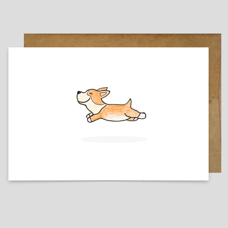 Kevin & Kaia Local Artist Greeting Card - Happy Corgi