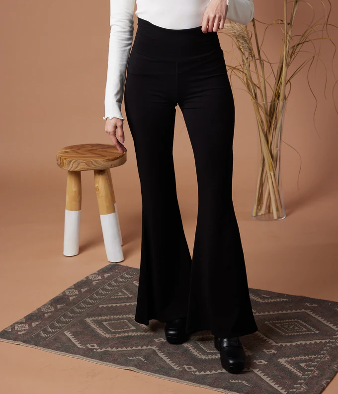 Known Supply GOTS Certified Organic Cotton Flare Leg Estelle Pant in Black  – Terra Shepherd Boutique & Apothecary