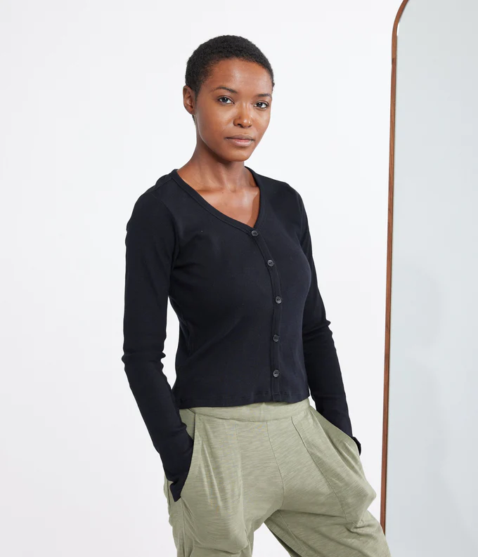 Known Supply GOTS Certified Organic Cotton Spandex Delaney Top in Black