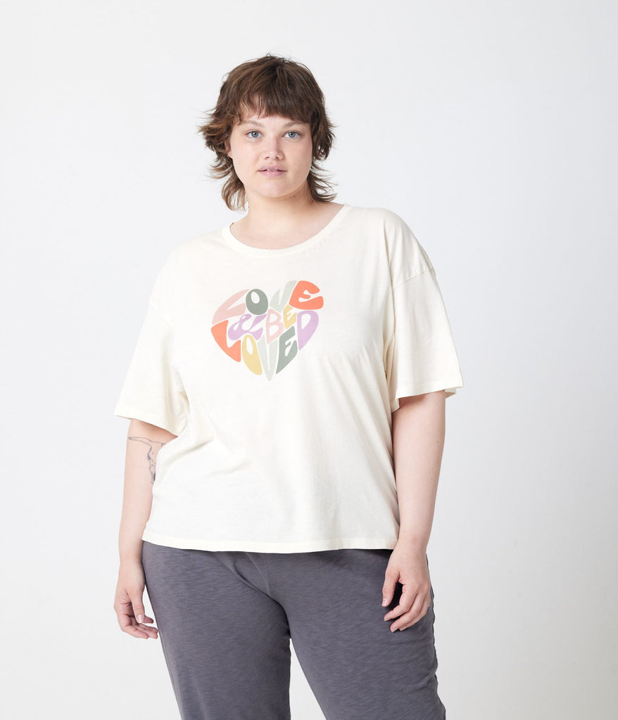 Known Supply Organic Cotton Be Loved Relaxed Tee Shirt in Stone
