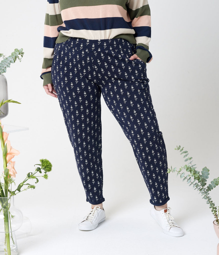 Known Supply Organic Cotton Sequoia Pant in Dark Blue Floral