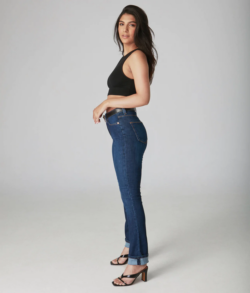 Lola Jeans Kate High Rise Denim Straight Jeans in Cool Starry Night