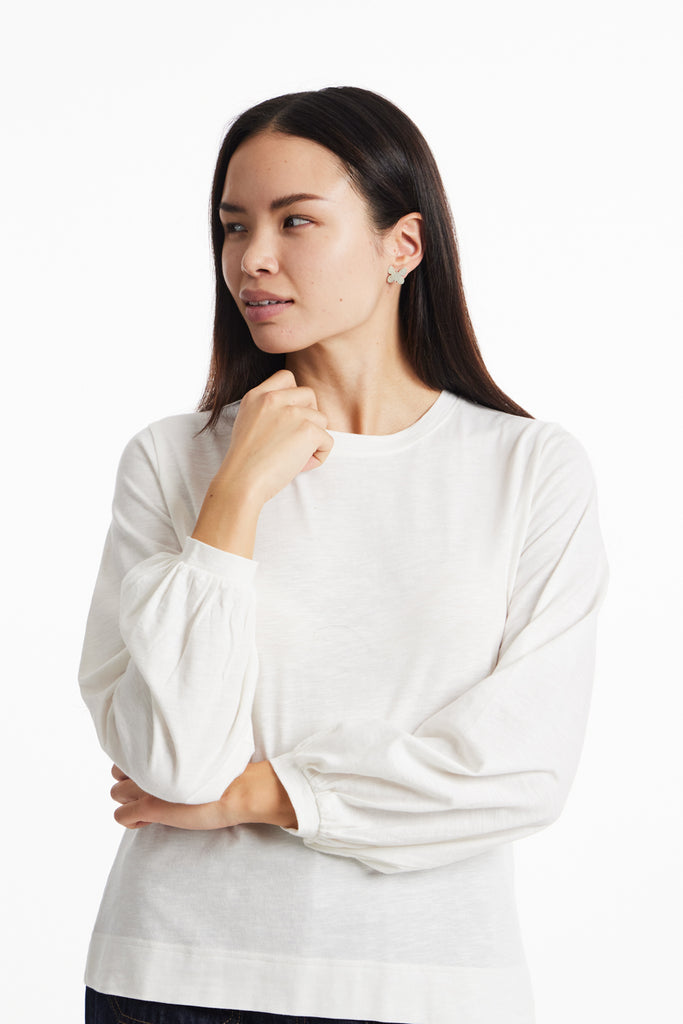 People Tree Certified Organic Cotton Ennis Slub Long-Sleeve Tee in Eco White