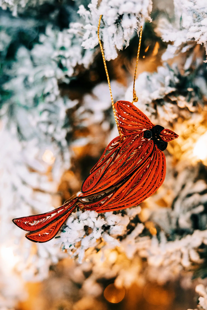 Ten Thousand Villages Handmade Quill Cardinal Ornament