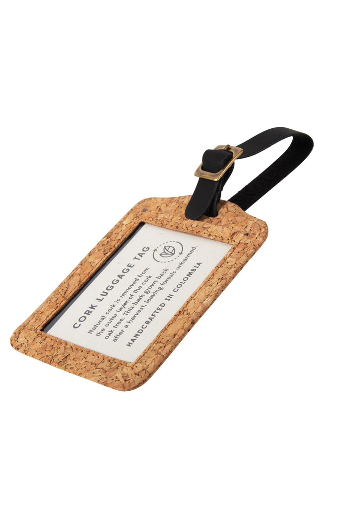 Ten Thousand Villages Natural Cork and Leather Luggage Tag