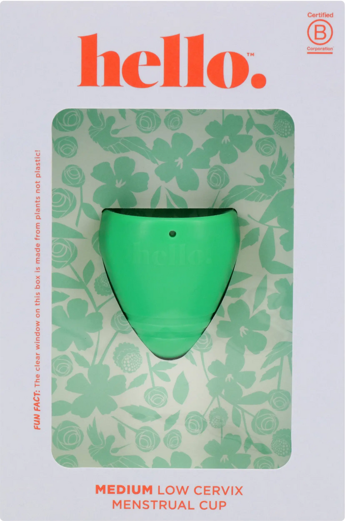 The Hello Cup Low Cervix Reusable Silicone Free BPA Free Menstrual Cup Size Medium