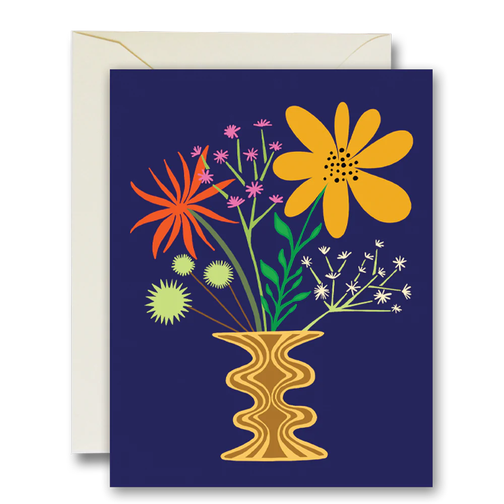 The Rainbow Vision Greeting Card - Friendly Flowers Navy