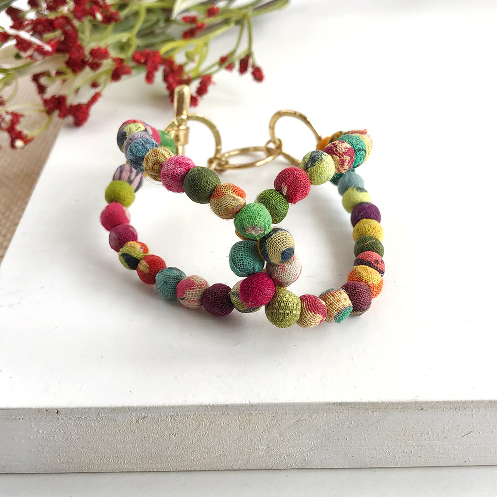 WorldFinds Fair Trade Handmade Interlocking Kantha Bead Toggle Bracelet