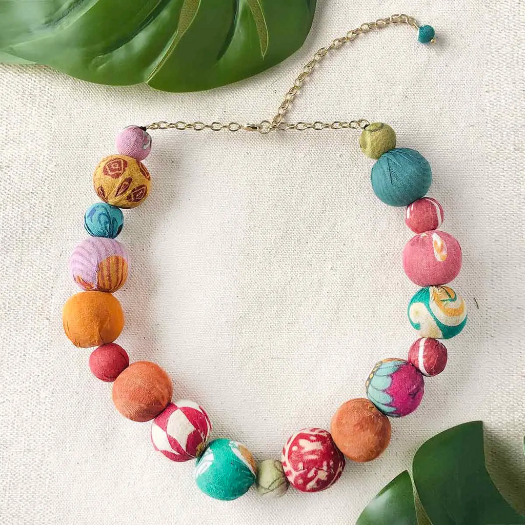 WorldFinds Fair Trade Kantha Bauble Collar Necklace