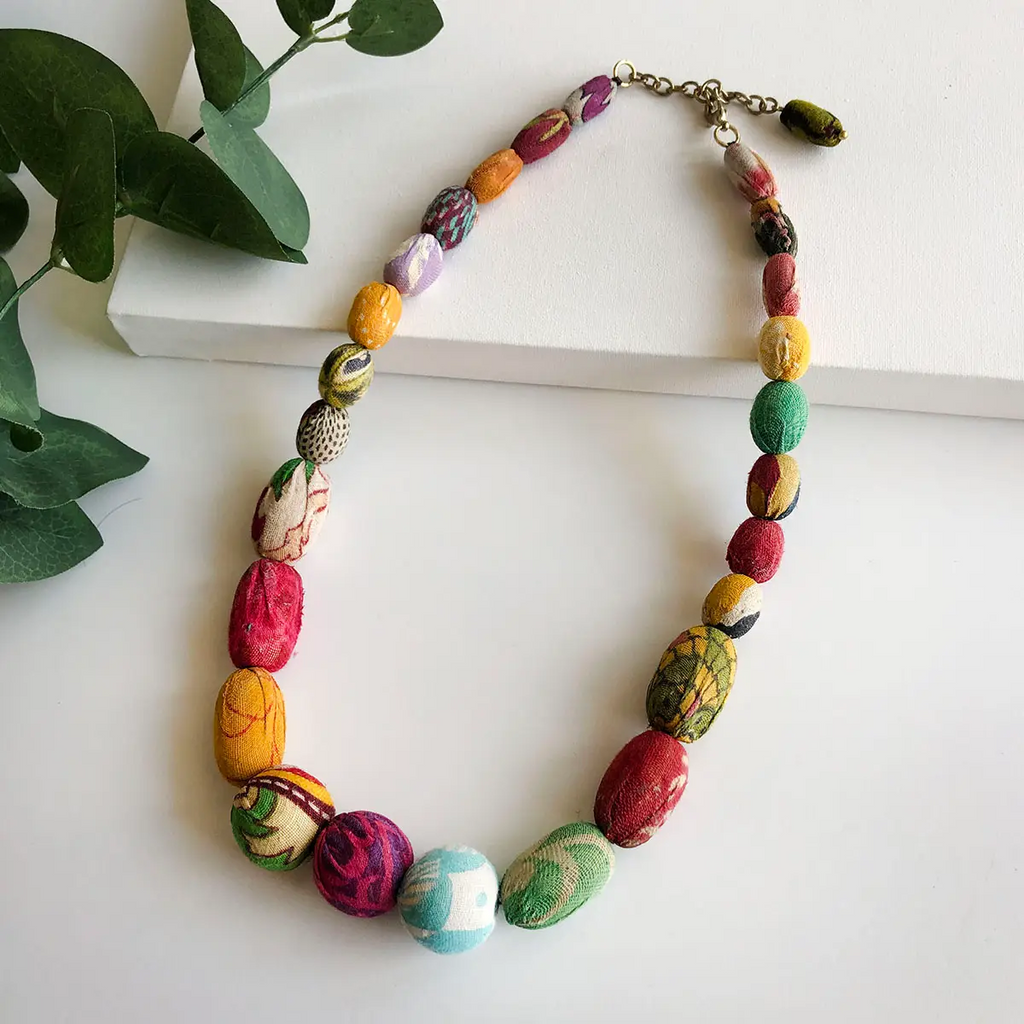 WorldFinds Handmade Fair Trade Beaded Kantha Halcyon Necklace