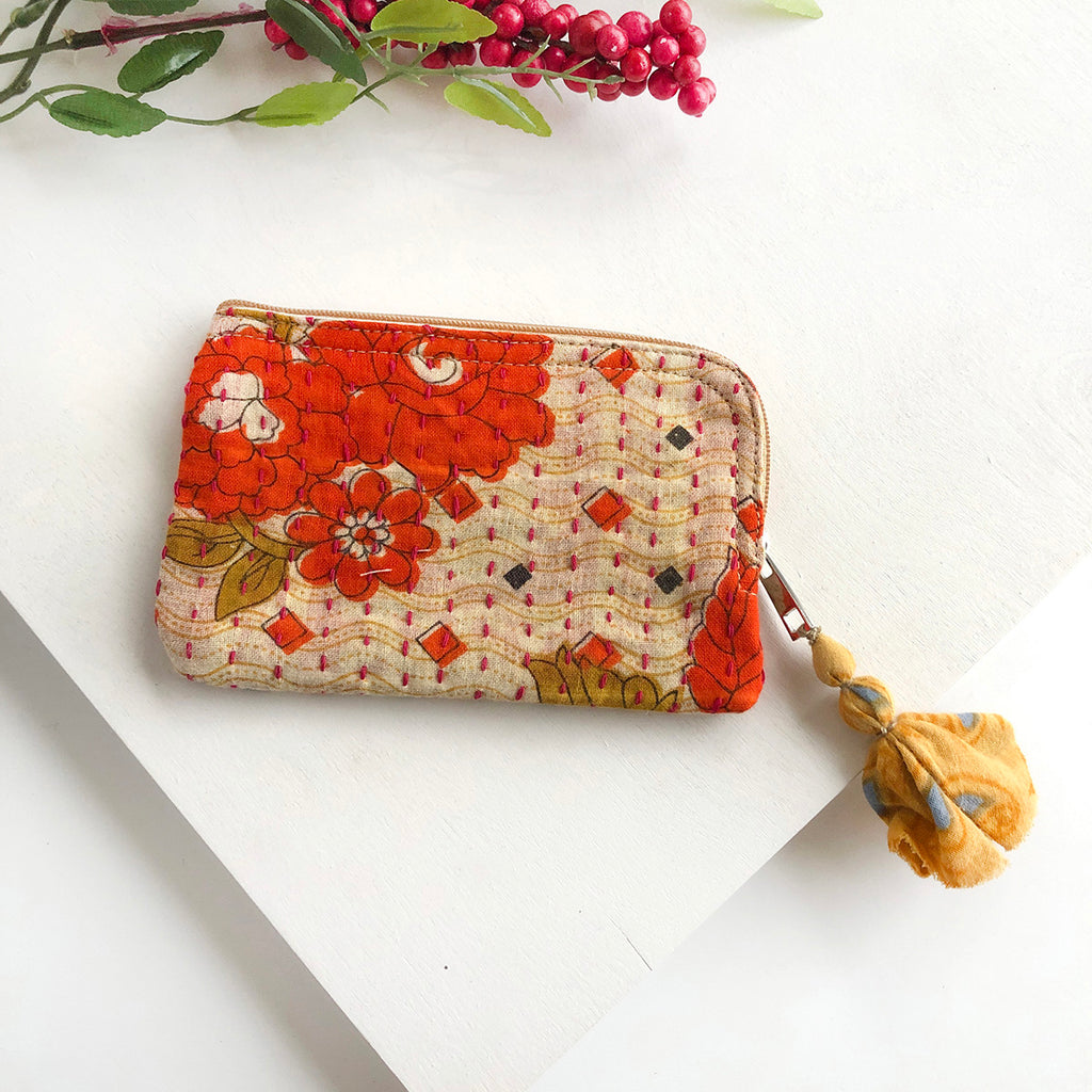 WorldFinds Kantha Tasseled Card Pouch